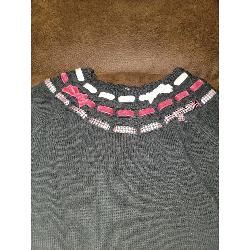 Gymboree Christmas‎ classic holiday black sweater dress with bows size 7
